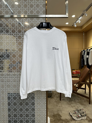 Off-White Dior Simple Chest Letter Embroidery Round Neck Long-sleeved T-shirt