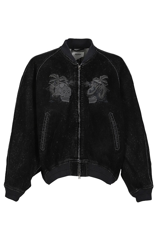 Bat Sleeve Suede Denim Jacket