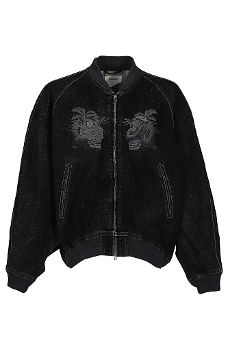 Bat Sleeve Suede Denim Jacket
