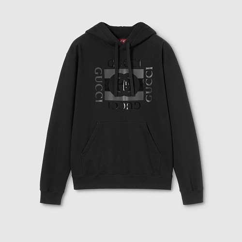 Black Double G Large Print Hoodie