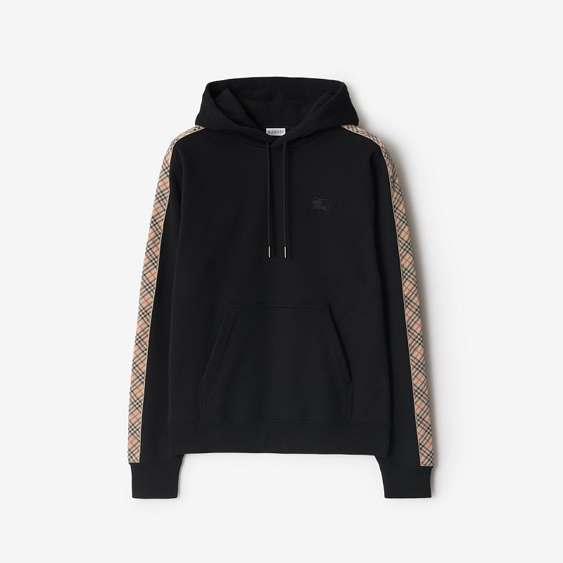 Plaid Woven Sleeve Hoodie