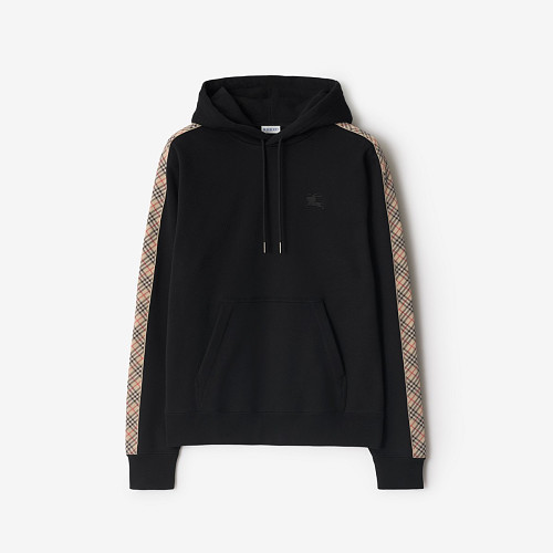 Plaid Woven Sleeve Hoodie
