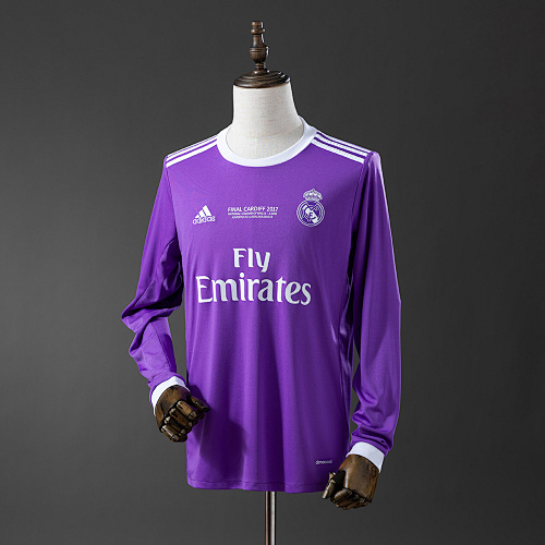 Wanban-Retro Long Sleeve Real Madrid 16 17 Away S-Xxl