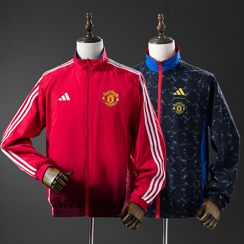 Wanban-M-U Reversible Anthem Jacket Windbreaker - Black Red S-Xxl