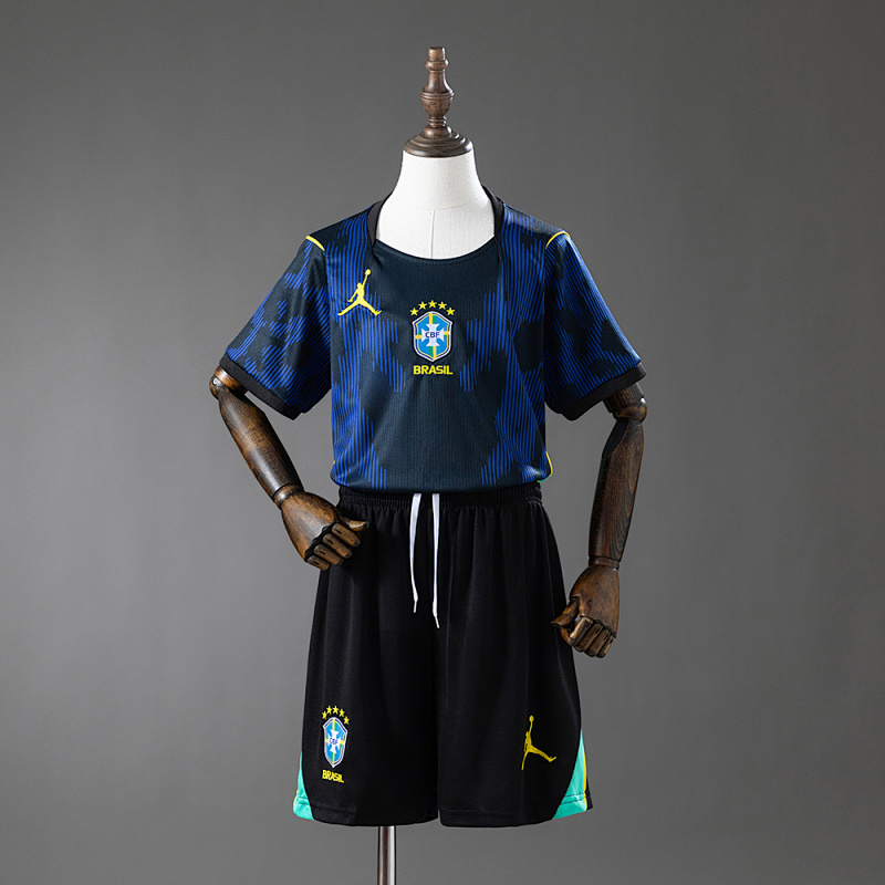 Wanban-Brazil Away Kids Kit Jersey Size 16-28
