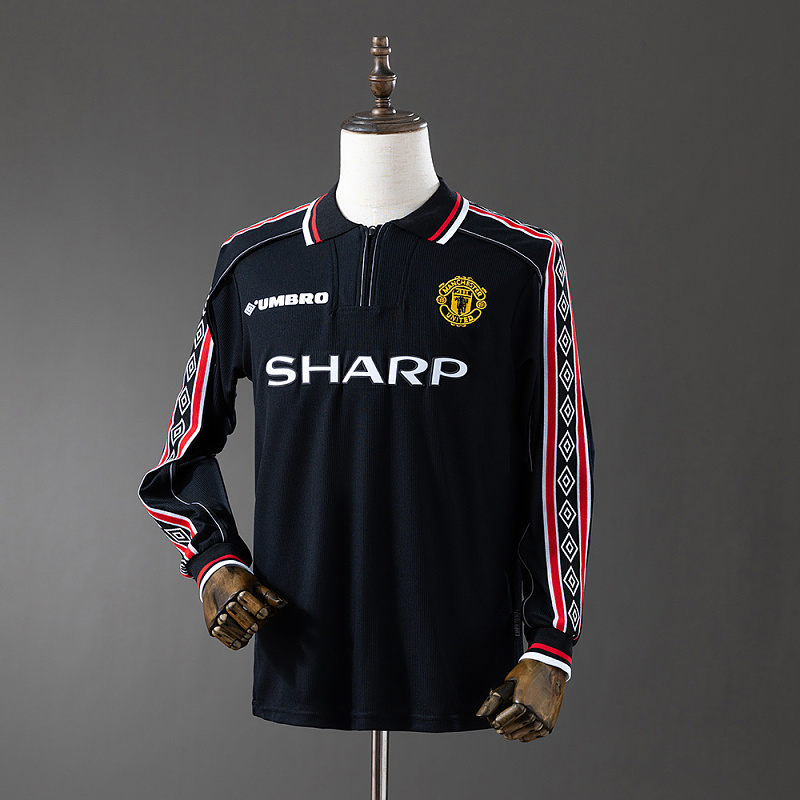 Wanban-M-U 99 Black Long Sleeve Retro Jersey S-Xxl