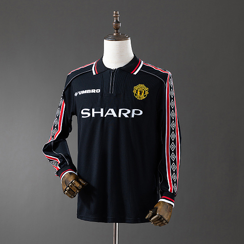 Wanban-M-U 99 Black Long Sleeve Retro Jersey S-Xxl
