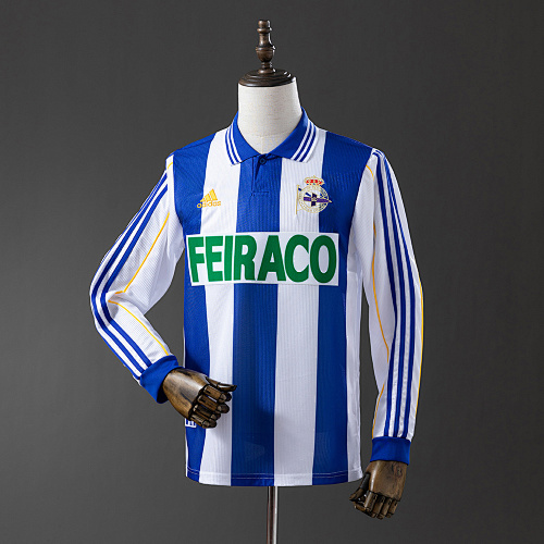 Wanban-Deportivo LA Coruna 99 00 Home Long Sleeve Retro Jersey S-Xxl