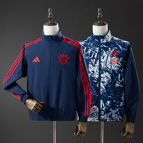 Wanban-Bayern Munich 25 26 Reversible Jacket Windbreaker - Navy Blue S-3XL