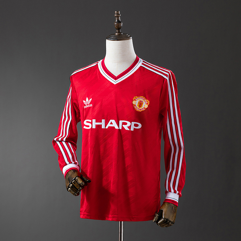 Wanban-M-U 88 Second Away Long Sleeve Retro Jersey S-Xxl