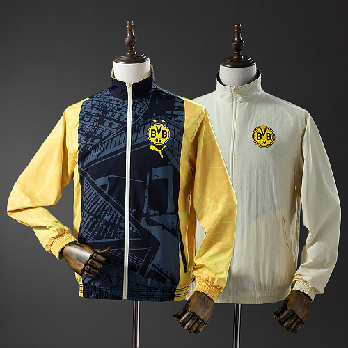 Wanban Borussia Dortmund Reversible Jacket Windbreaker - Black & Beige S-Xxl