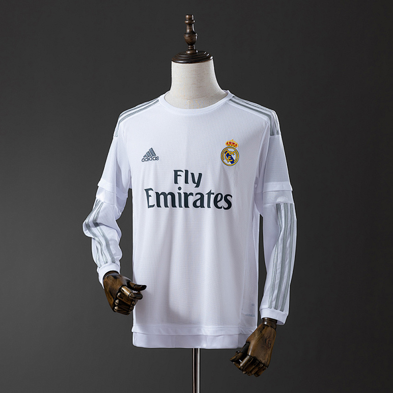 Wanban-Real Madrid 15 16 Home Long Sleeve Retro Jersey S-Xxl