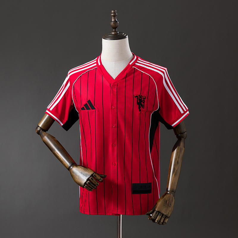 Wanban-M-U 25 26 US Pack Full-Button Baseball Jersey Red
