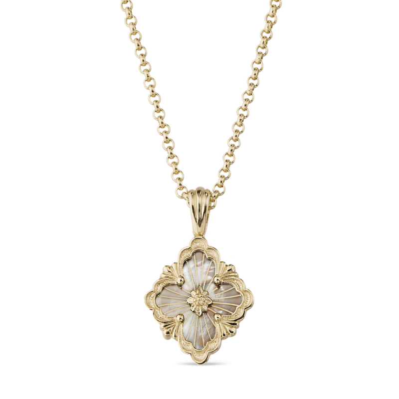 JG-White Small Opera Tulle Pink Gold Pendant With Onyx
