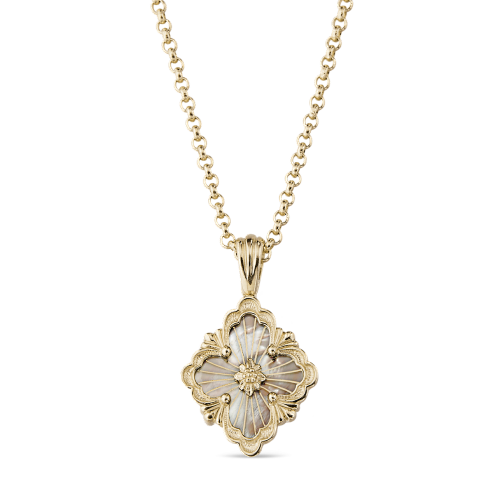 JG-White Small Opera Tulle Pink Gold Pendant With Onyx