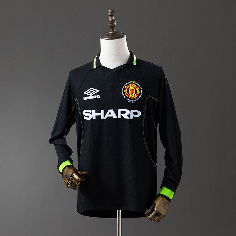 Wanban-M-U 98 99 2nd Away Long Sleeve Retro Jersey S-Xxl