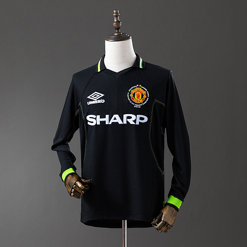 Wanban-M-U 98 99 2nd Away Long Sleeve Retro Jersey S-Xxl