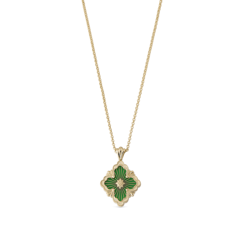JG-Green Big Opera Tulle Pink Gold Pendant With Onyx