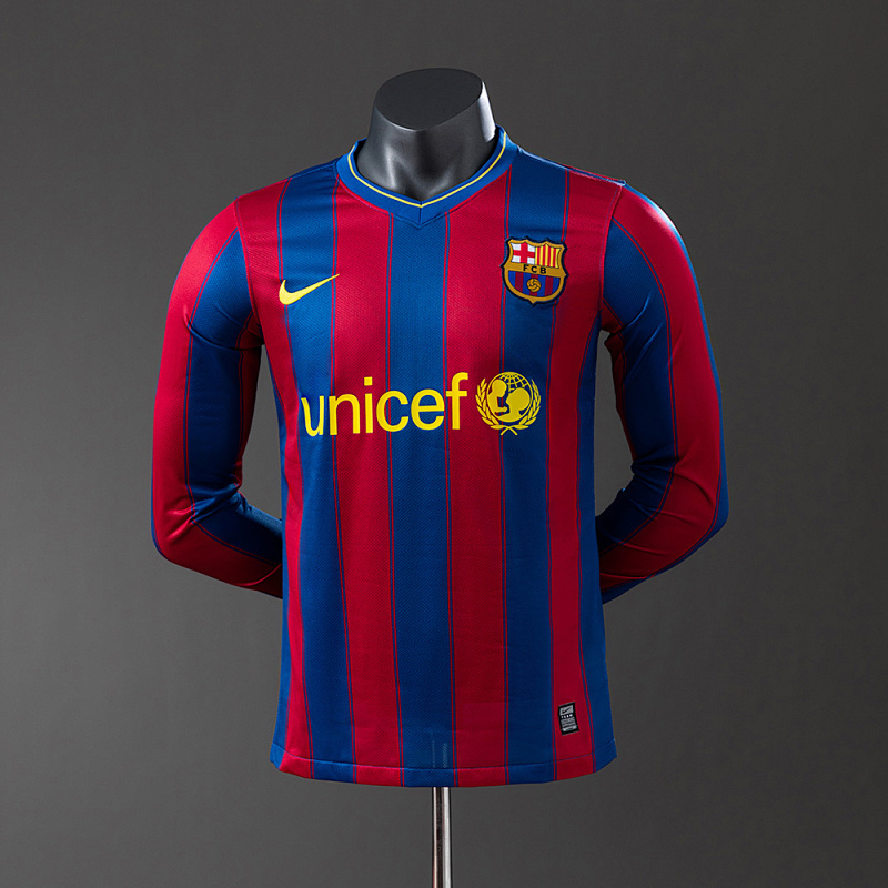Wanban-Barcelona 09 10 Home Long Sleeve Player Version Retro Jersey S-3XL