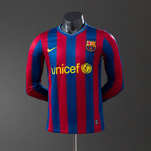 Wanban-Barcelona 09 10 Home Long Sleeve Player Version Retro Jersey S-3XL