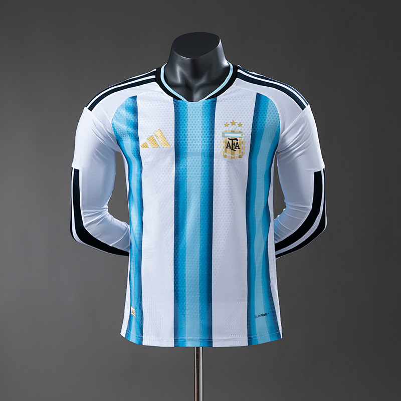Wanban-Argentina Home Long-Sleeve Player Version Jersey S-4XL