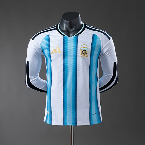 Wanban-Argentina Home Long-Sleeve Player Version Jersey S-4XL