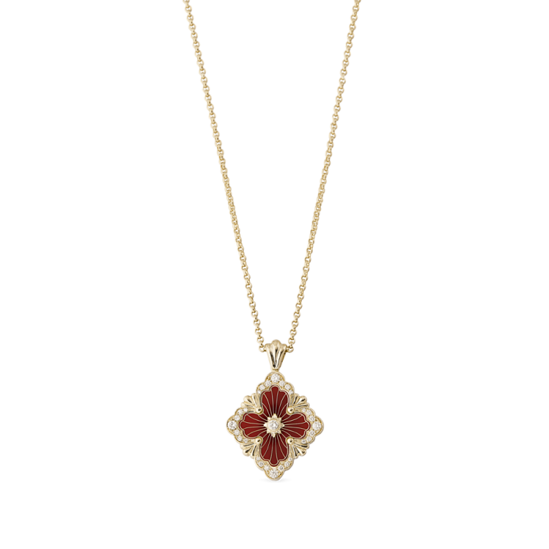 Jg-Opera Tulle Gold Pendant With Red Enamel Background