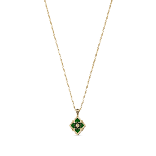 JG-Green Small Opera Tulle Pink Gold Pendant With Onyx
