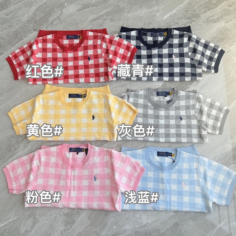 Xy-Women S Gingham Check Short Sleeve Knit Top