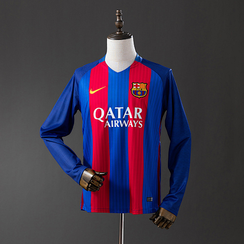 Wanban-Barcelona 16 17 Home Long Sleeve Retro Jersey S-Xxl