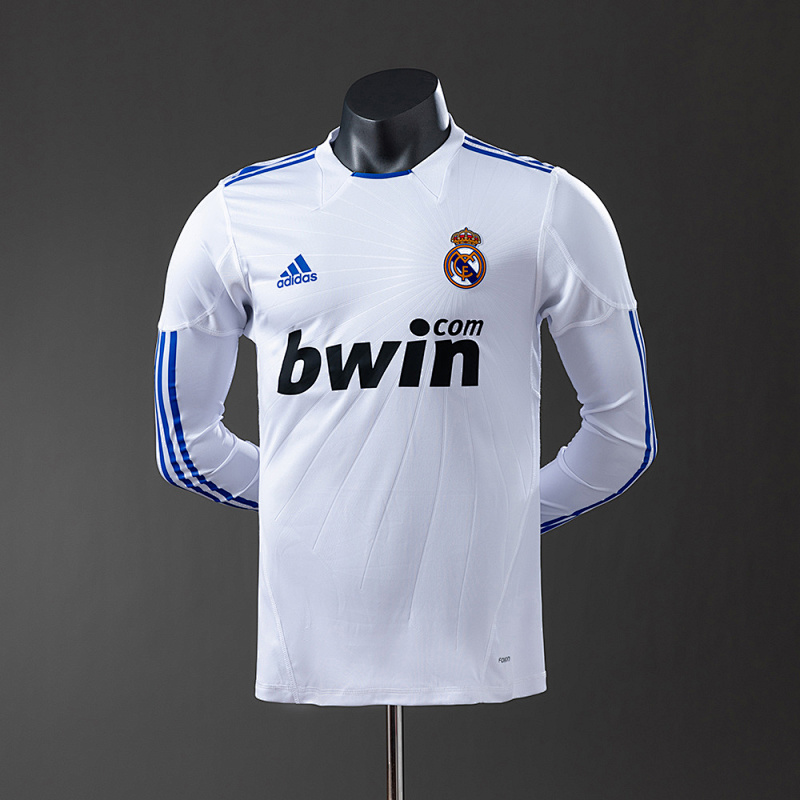 Wanban-Real Madrid 10 11 Home Long Sleeve Player Version Retro Jersey S-3XL