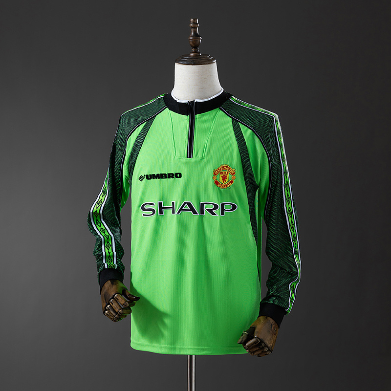 Wanban-M-U 99 Goalkeeper - Green Long Sleeve Retro Jersey S-Xxl