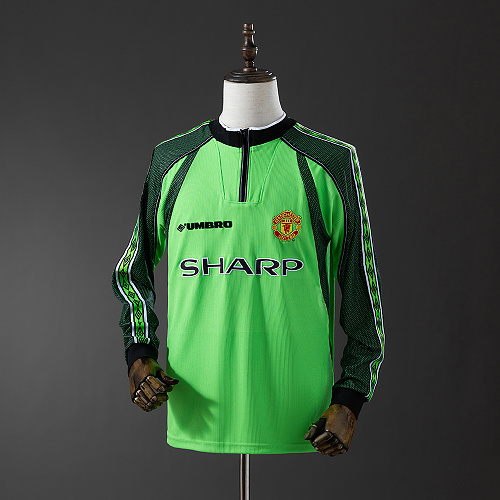 Wanban-M-U 99 Goalkeeper - Green Long Sleeve Retro Jersey S-Xxl