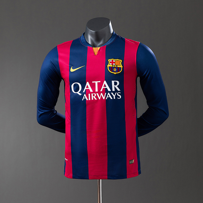 Wanban-Barcelona 14 15 Home Long Sleeve Player Version Retro Jersey S-3XL