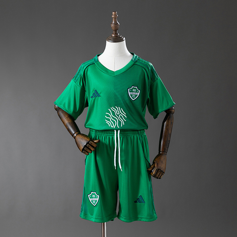 Wanban-Al-Ahli Saudi 25 26 Green Kids Kit Jersey Size 16-28