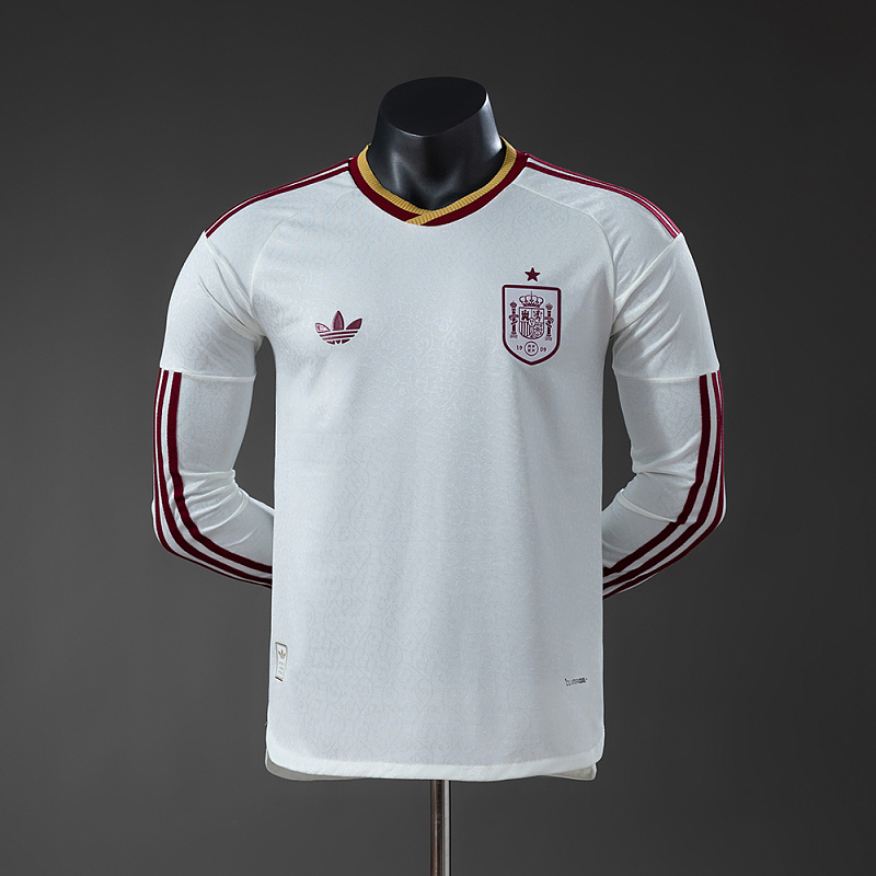 Spain Away Player Version Long Sleeve Jersey S-2XL