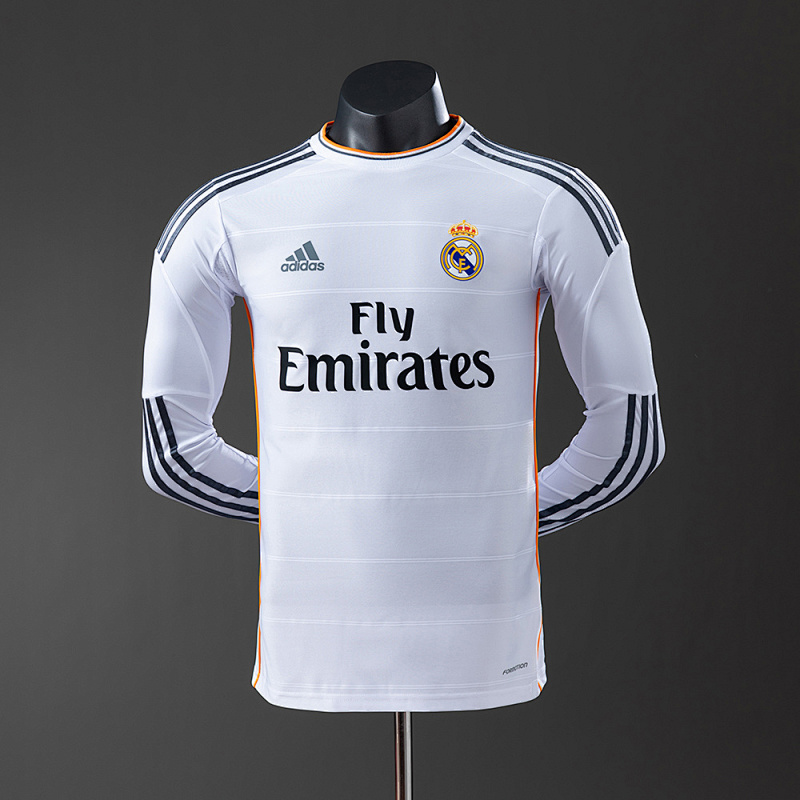 Wanban-Real Madrid 13 14 Home Long Sleeve Player Version Retro Jersey S-3XL
