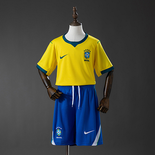 Wanban-Brazil Home Kids Kit Jersey Size 16-28