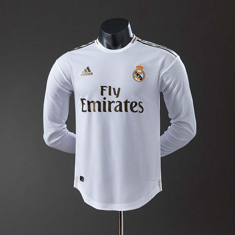 Wanban-Real Madrid 19 20 Home Long Sleeve Player Version Retro Jersey S-3XL