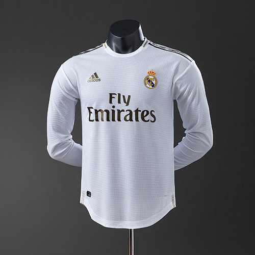 Wanban-Real Madrid 19 20 Home Long Sleeve Player Version Retro Jersey S-3XL