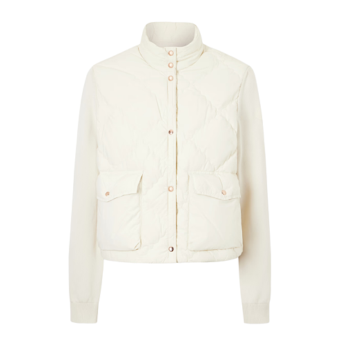 Jms-Cropped Knitted And Padded Quilted Shell Down Cardigan