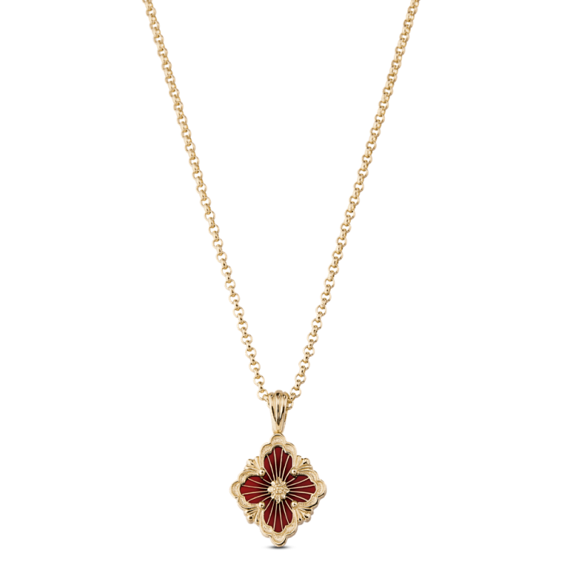 JG-Red Small Opera Tulle Pink Gold Pendant With Onyx