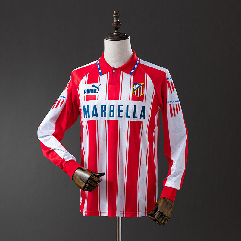Wanban-Atletico Madrid 94 95 Home Long Sleeve Retro Jersey S-Xxl
