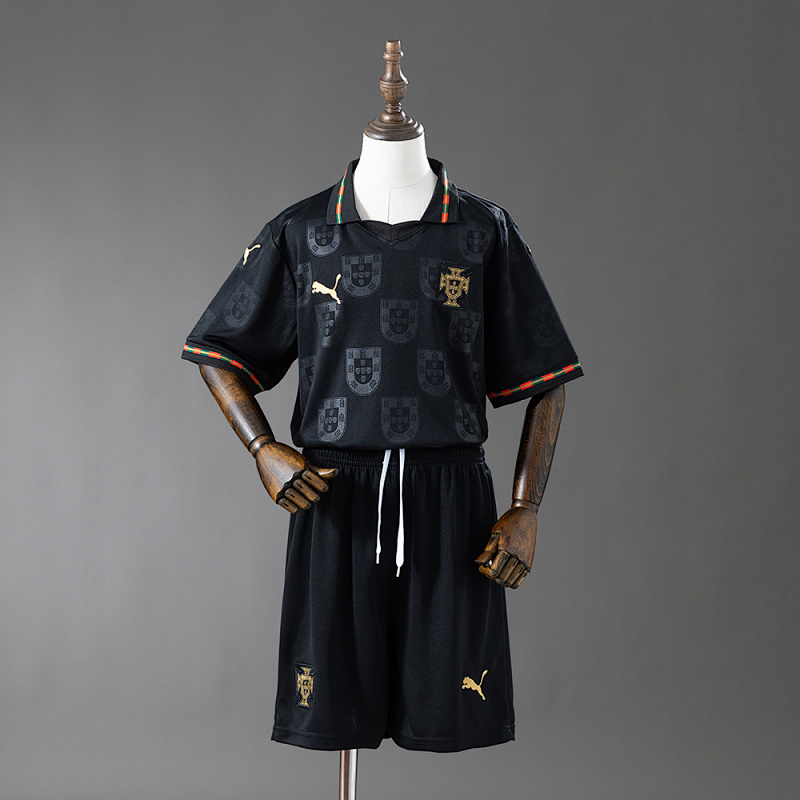 Wanban-Portugal Black Kids Kit Jersey Size 16-28