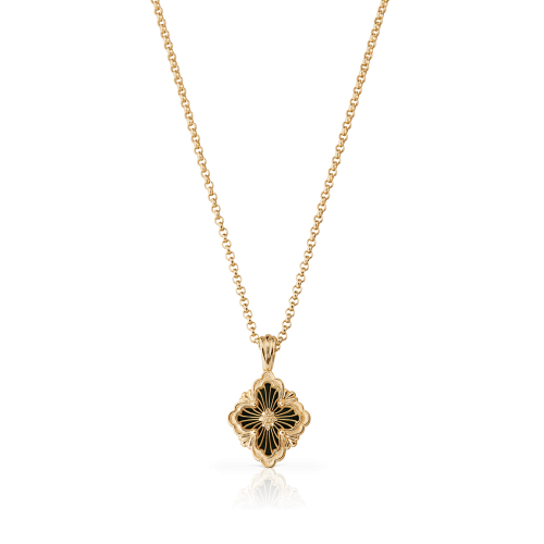 JG-Black Small Opera Tulle Pink Gold Pendant With Onyx