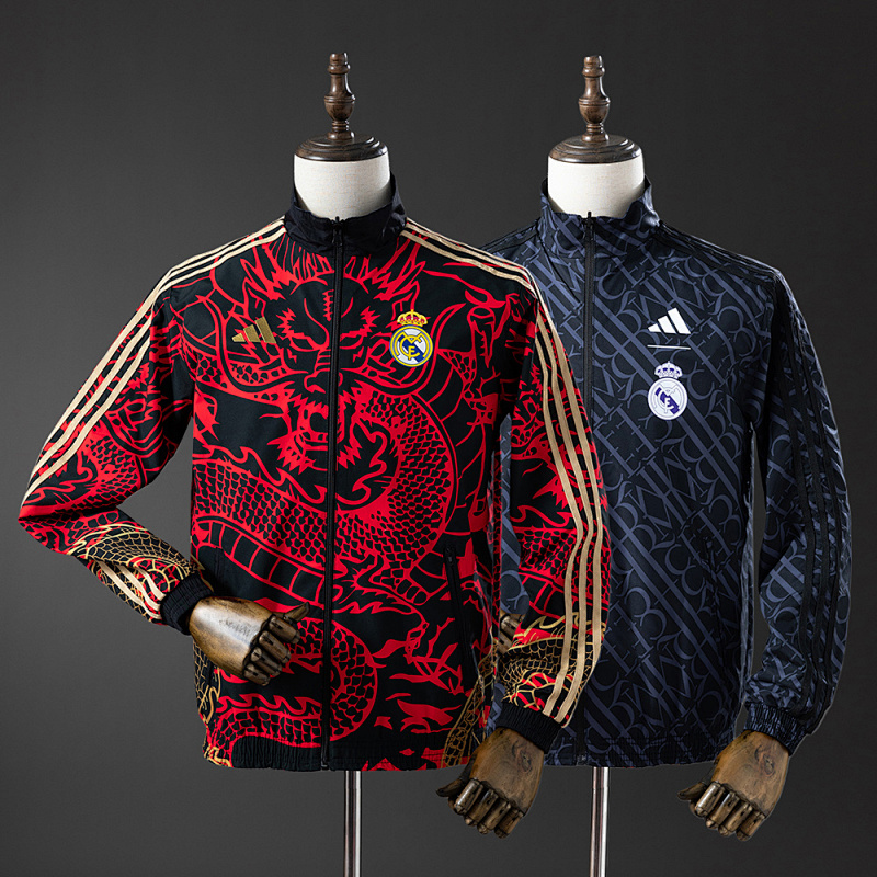 Wanban-Real Madrid Reversible Jacket Windbreaker - Red & Heiss S-Xxl