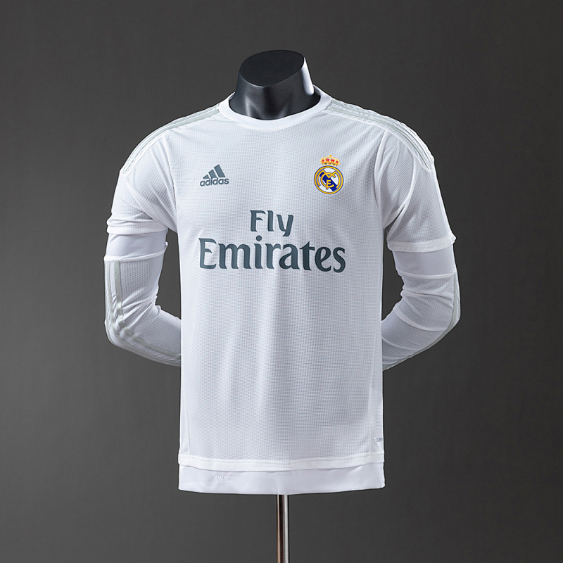 Wanban-Real Madrid 15 16 Home Long Sleeve Player Version Retro Jersey S-3XL