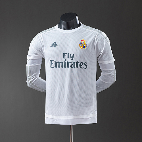 Wanban-Real Madrid 15 16 Home Long Sleeve Player Version Retro Jersey S-3XL