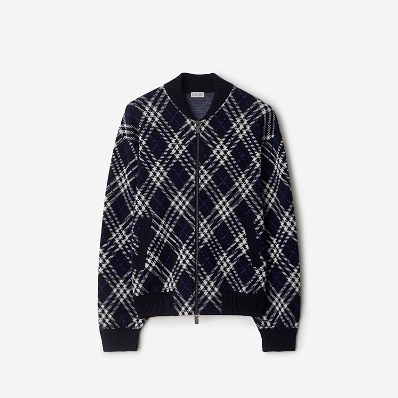 AF-C000441 Check Wool Blend Bomber Jacket