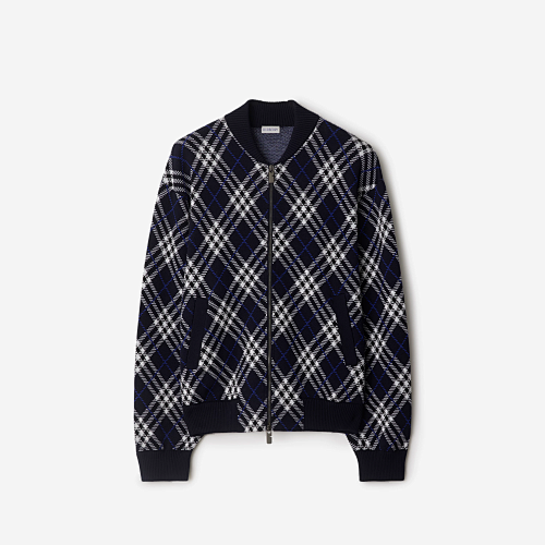 AF-C000441 Check Wool Blend Bomber Jacket